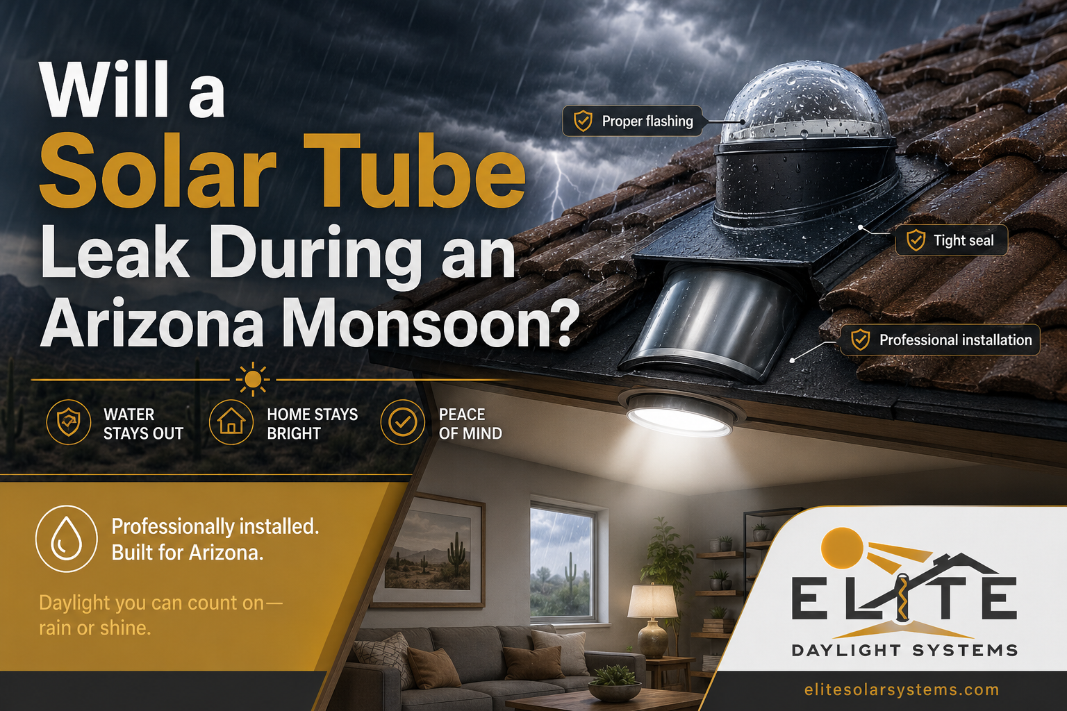 Will a Solar Tube Leak During an Arizona Monsoon? Will a Solar Tube Leak During an Arizona Monsoon?